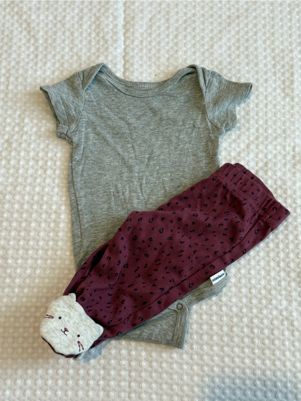 Kids Two-Piece Set in Gray and Burgundy